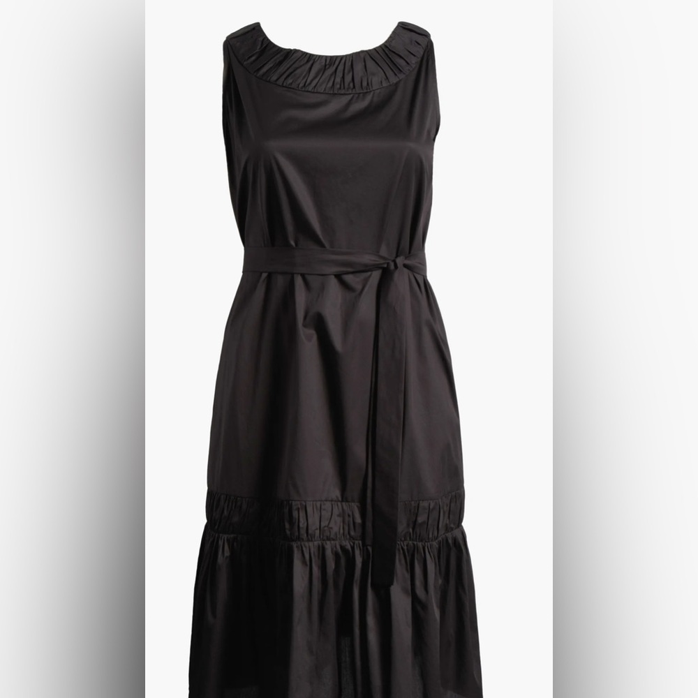 Harshman Naveen Belted Midi Dress With Pocket 
100% Cotton Black Size 2X